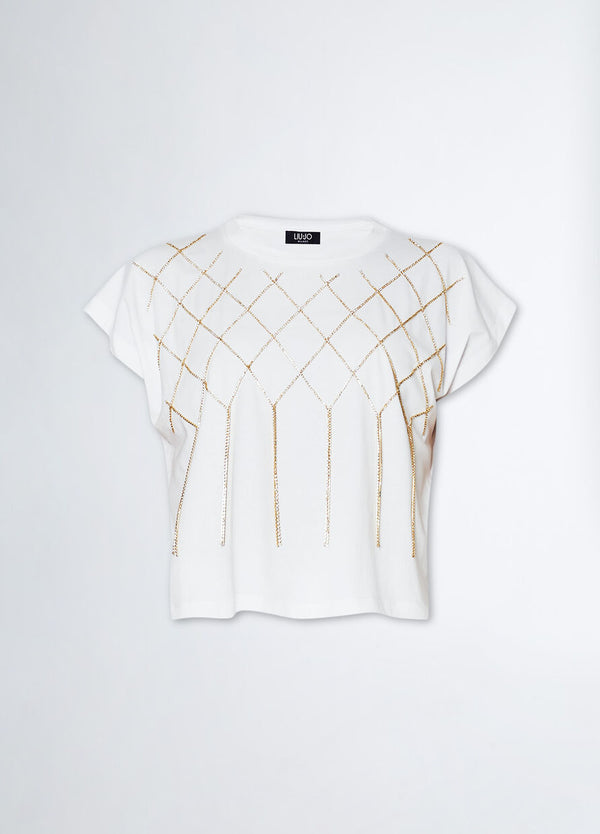 T-shirt with jewel embroidery