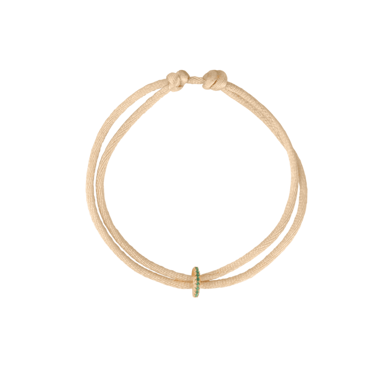 Birthstone disc bracelet beige