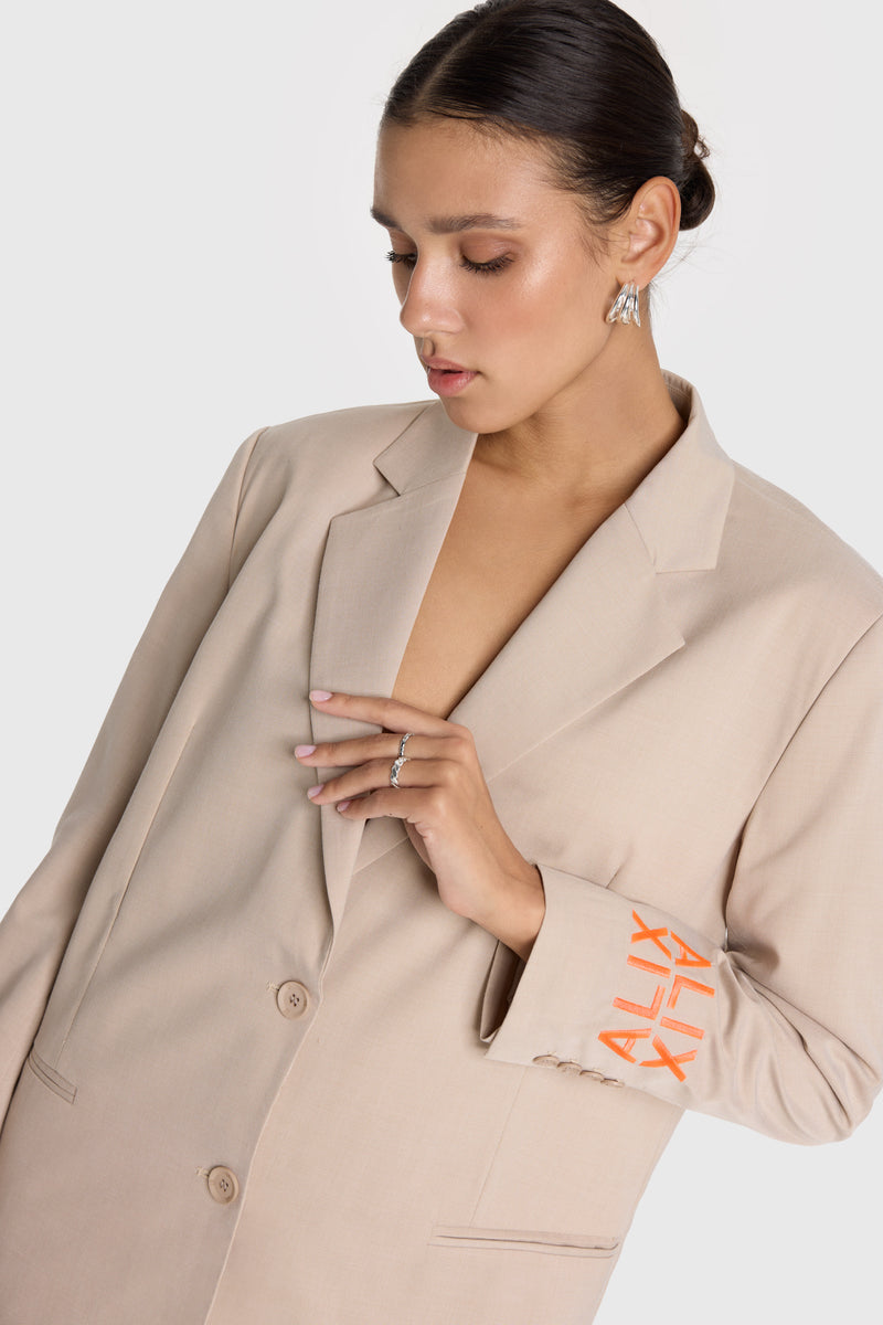 ladies woven clean blazer cream
