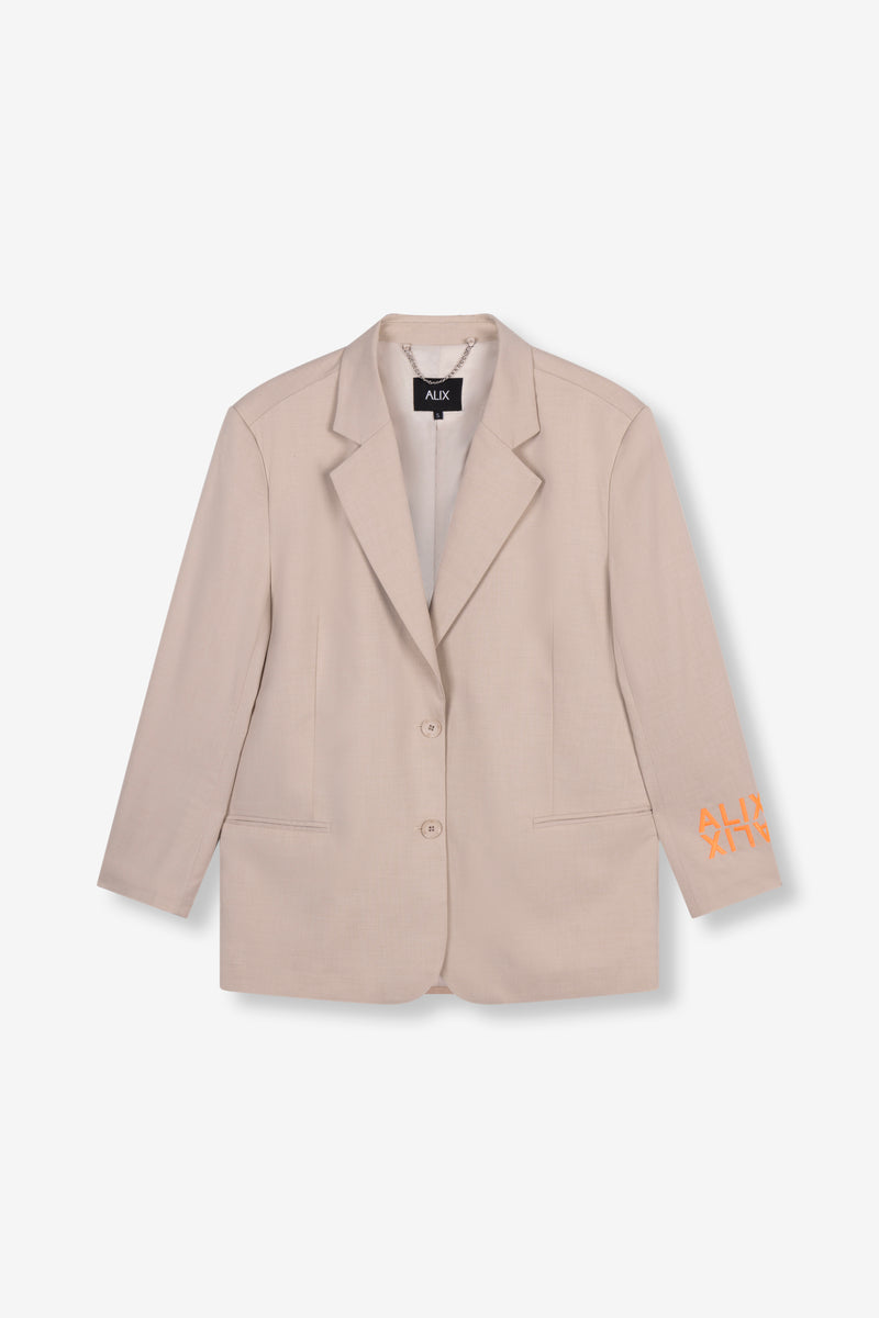 ladies woven clean blazer cream