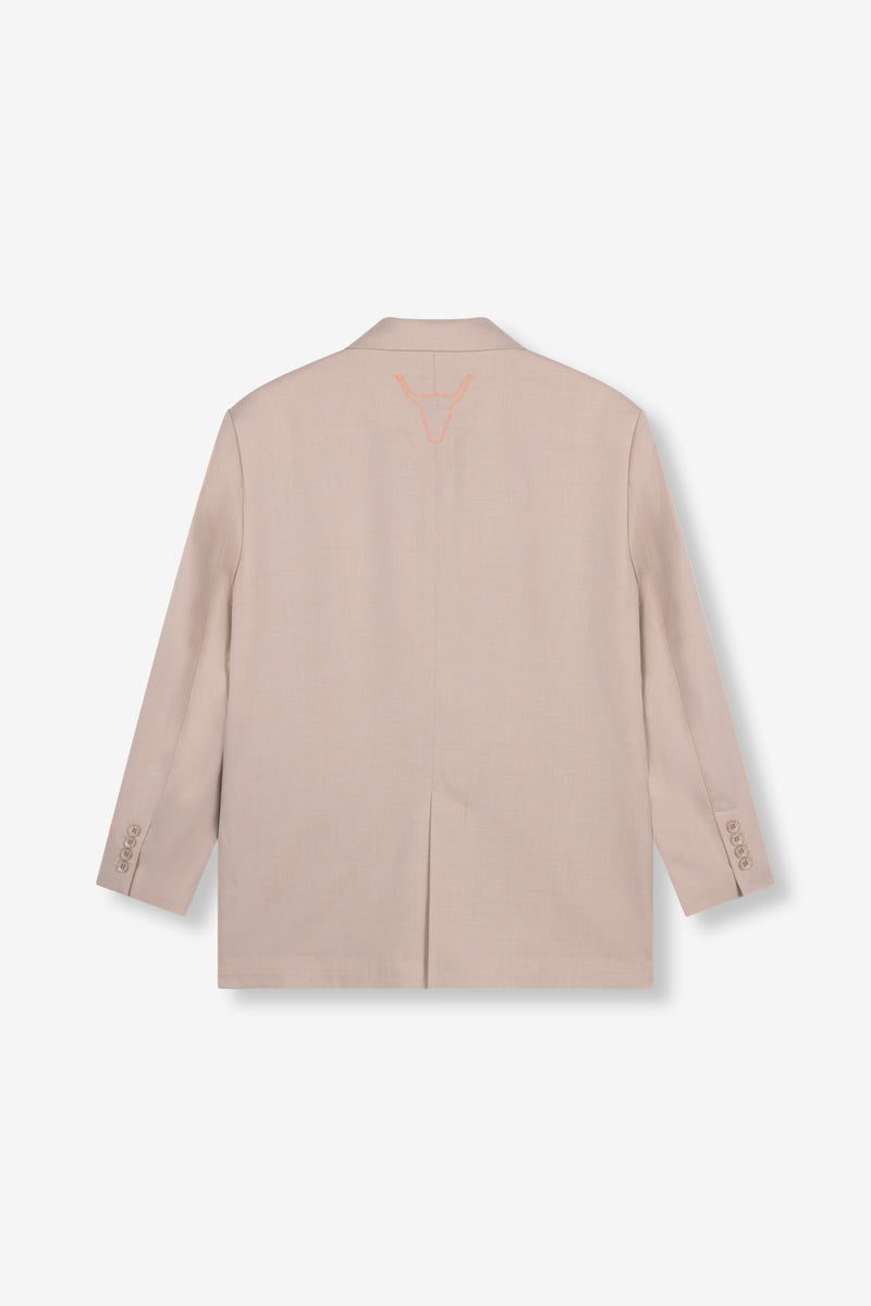ladies woven clean blazer cream