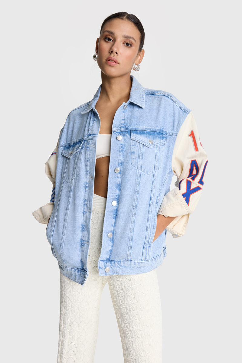 mixed sleeves denim jacket
