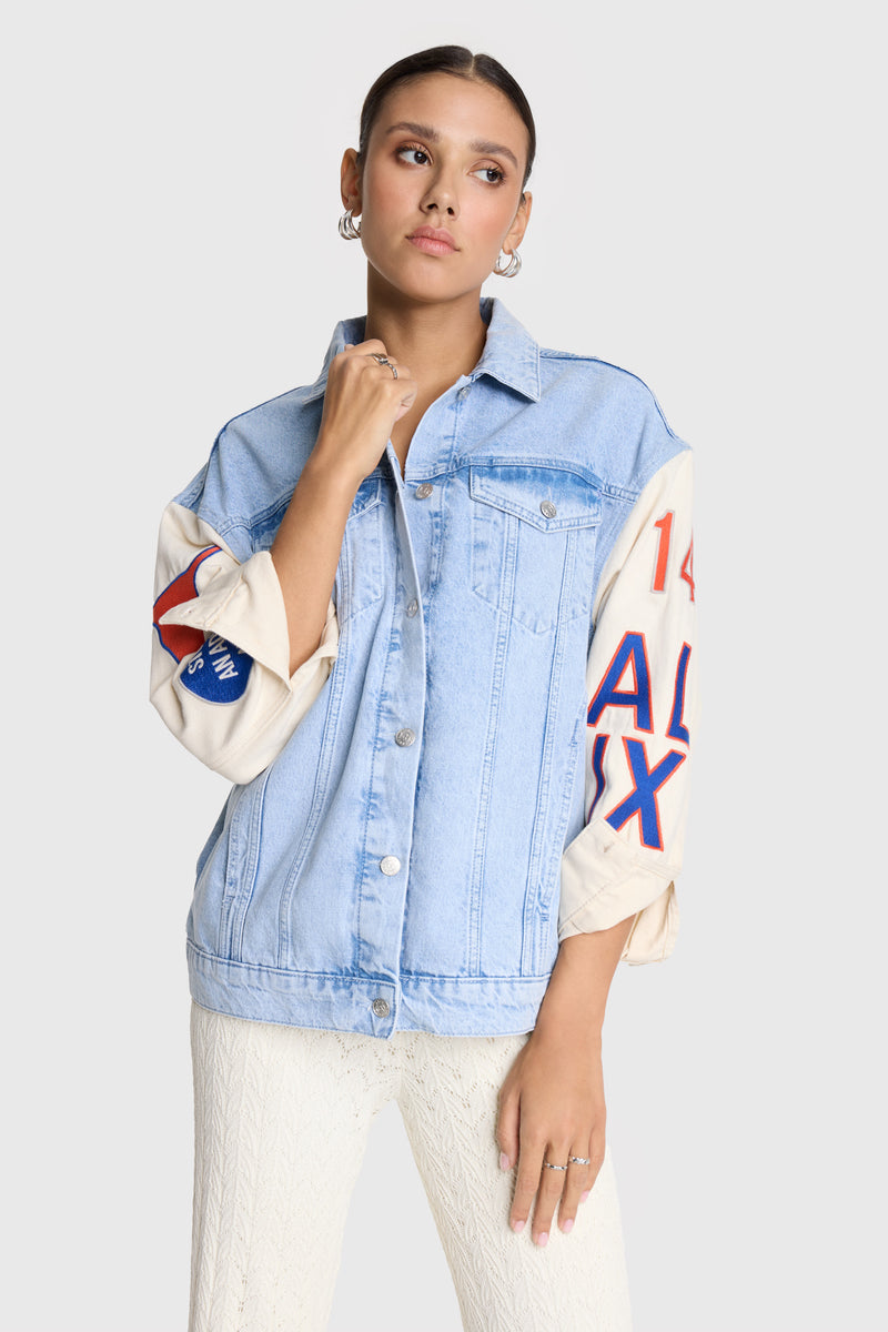 mixed sleeves denim jacket