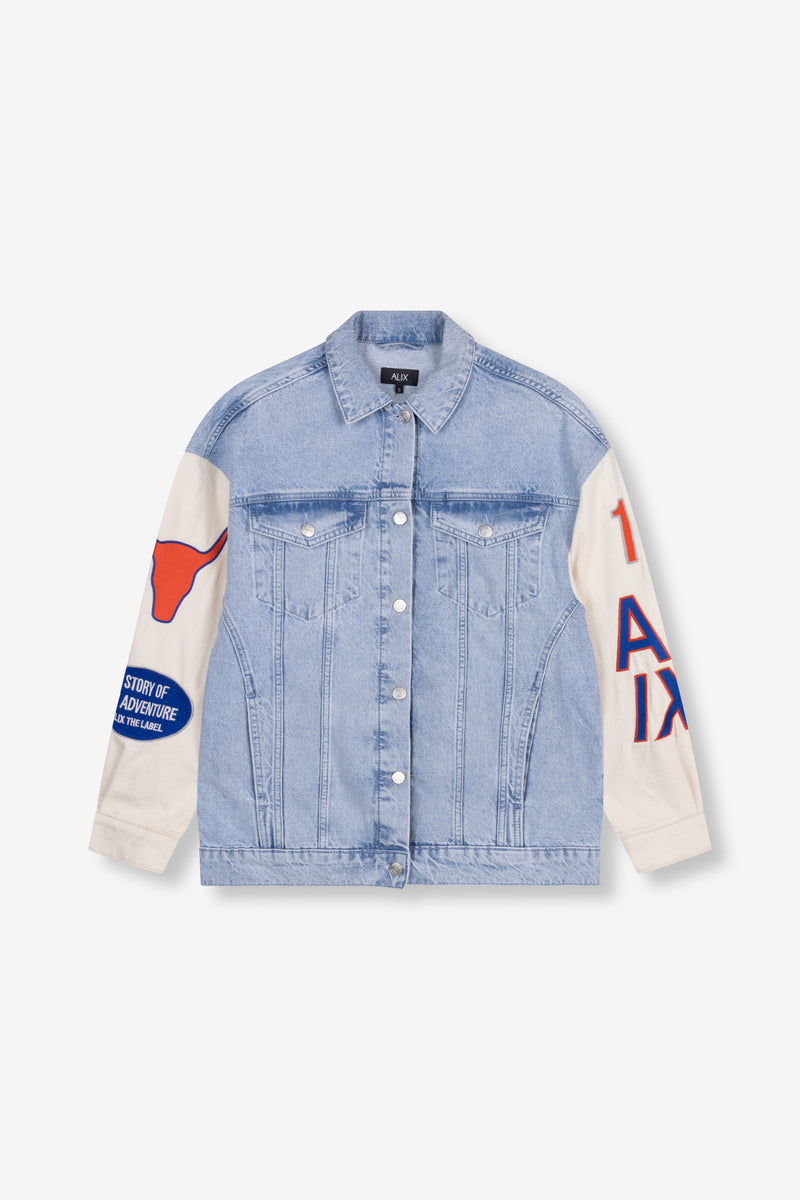 mixed sleeves denim jacket
