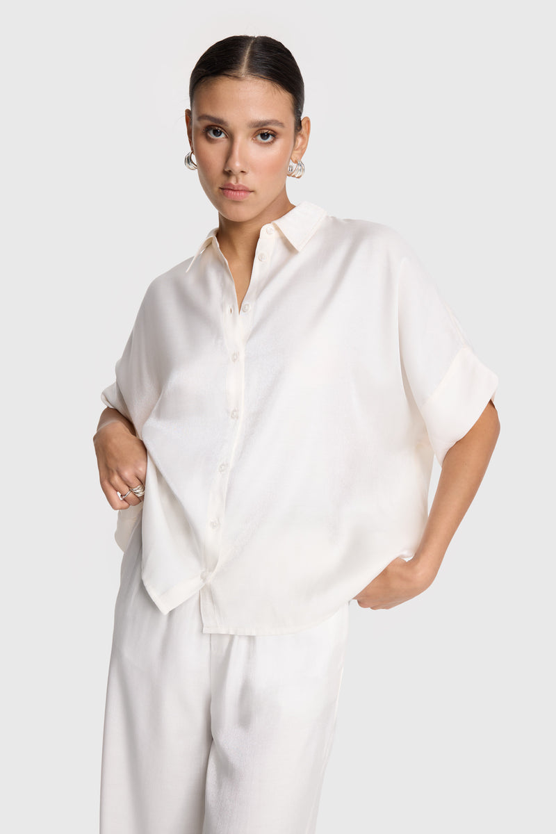 Shine boxy blouse cream