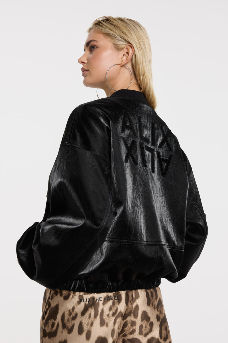 ladies woven velvet leather bomber
