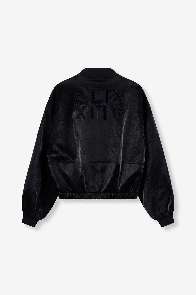 ladies woven velvet leather bomber