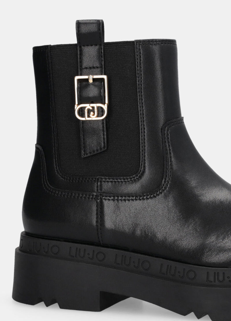 Leather platform ankle boots