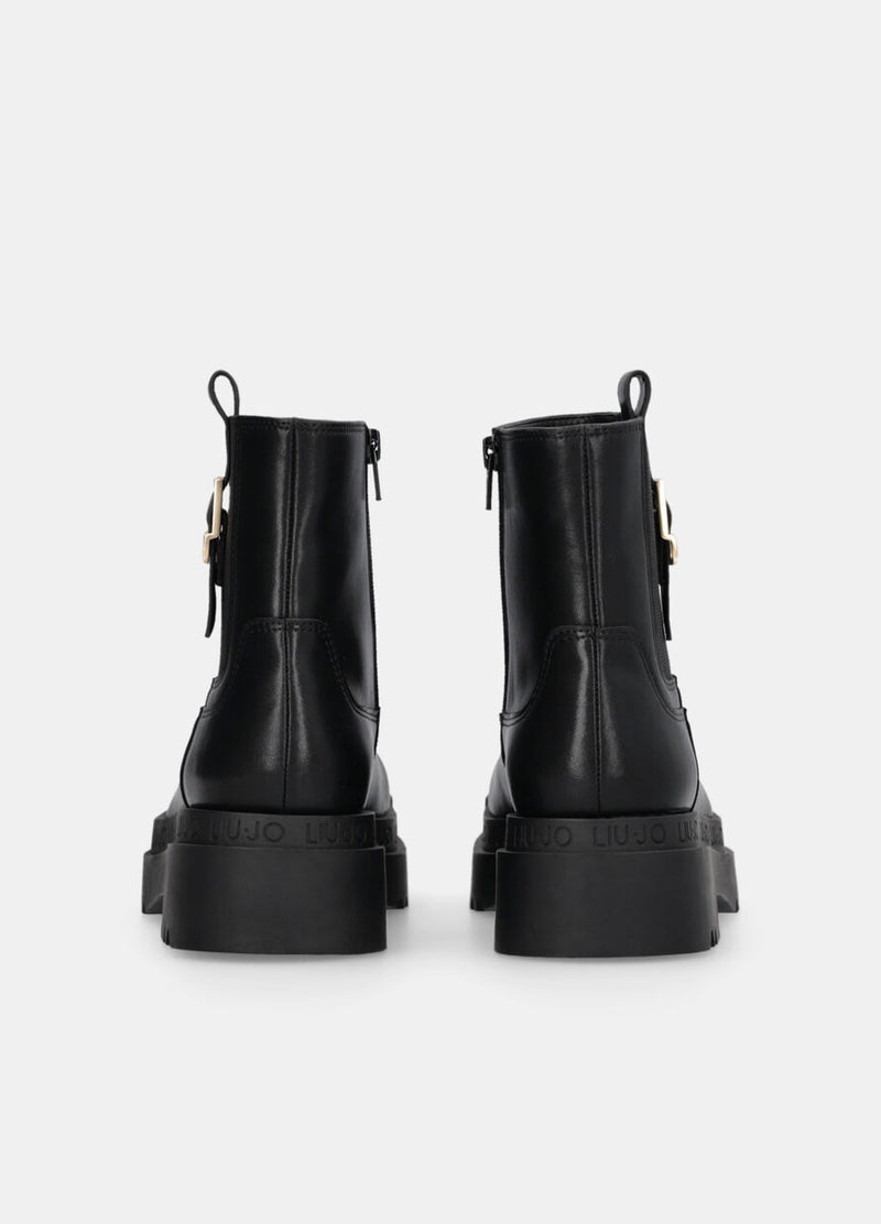 Leather platform ankle boots