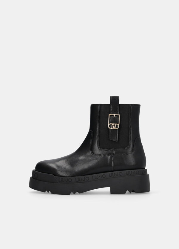Leather platform ankle boots