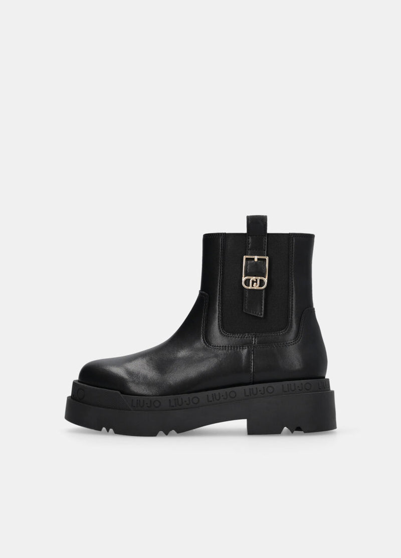 Leather platform ankle boots