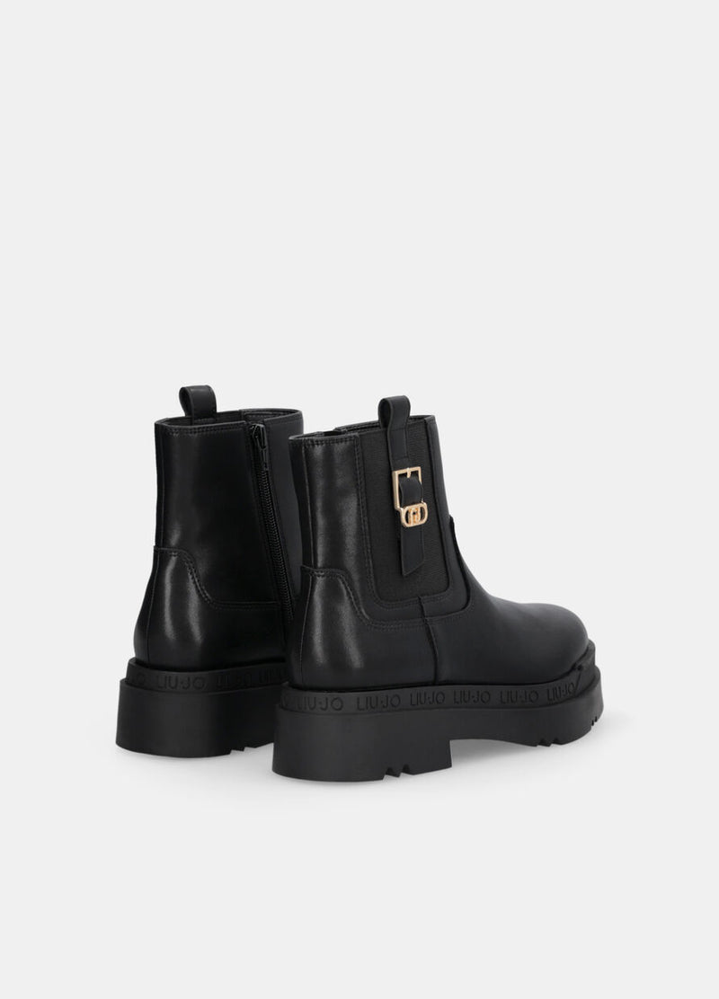 Leather platform ankle boots