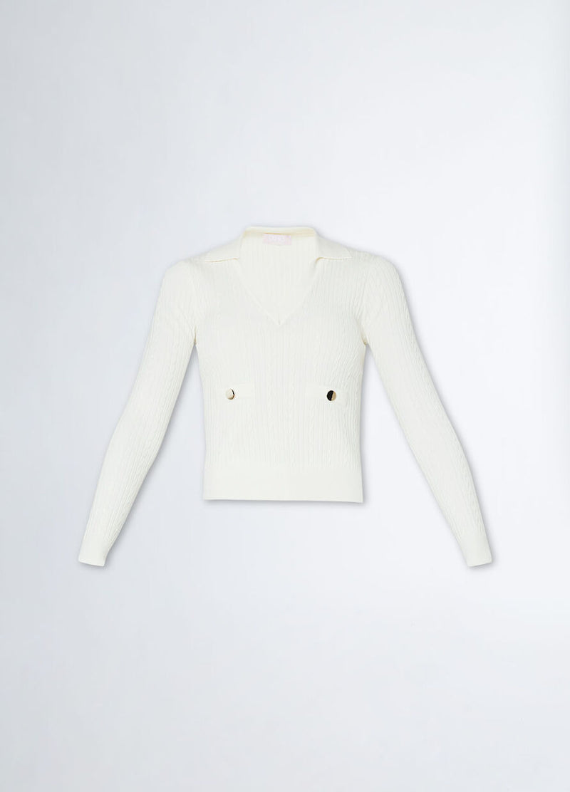 Eco-friendly jumper bianco lana