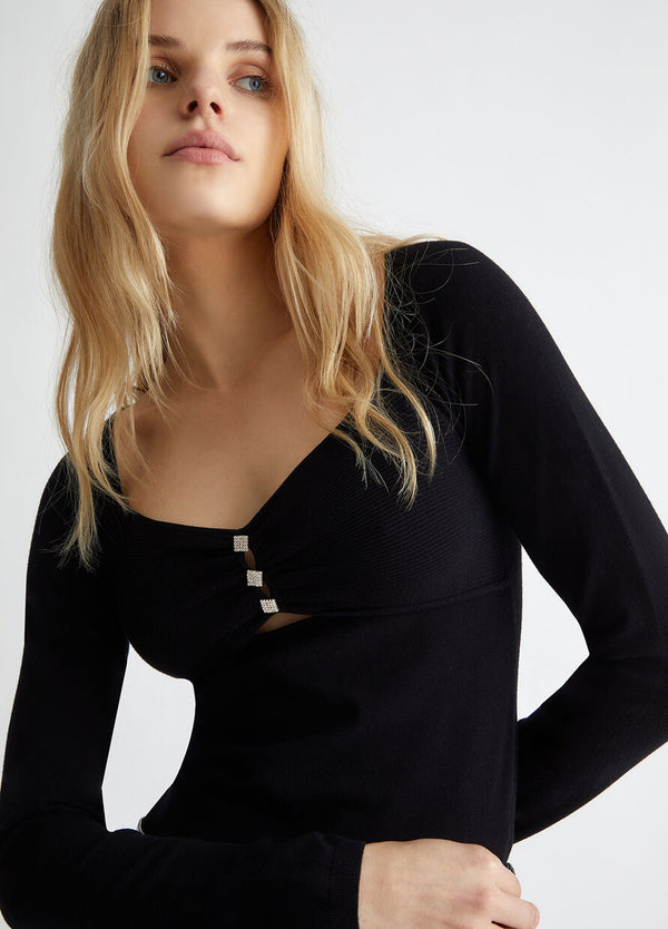 Jumper with jewel buttons black
