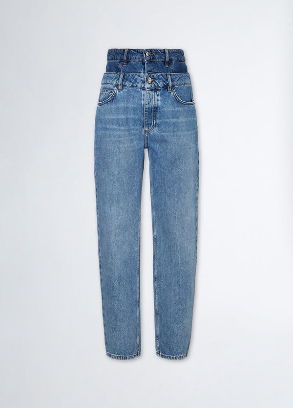 High-waisted straight leg jeans