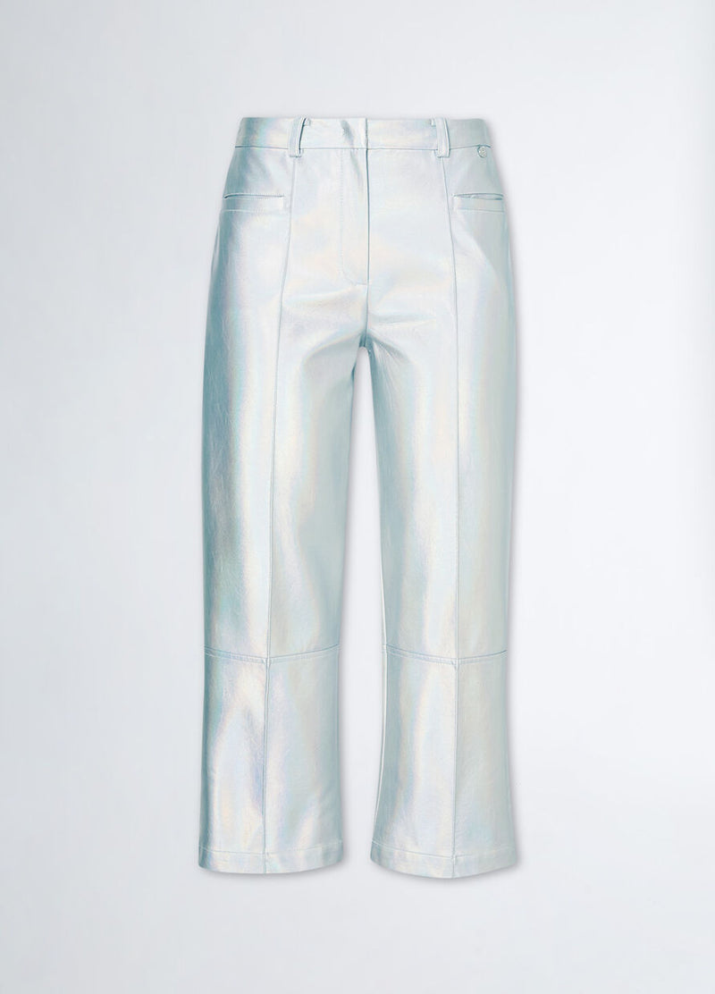 Foiled coated fabric trousers
