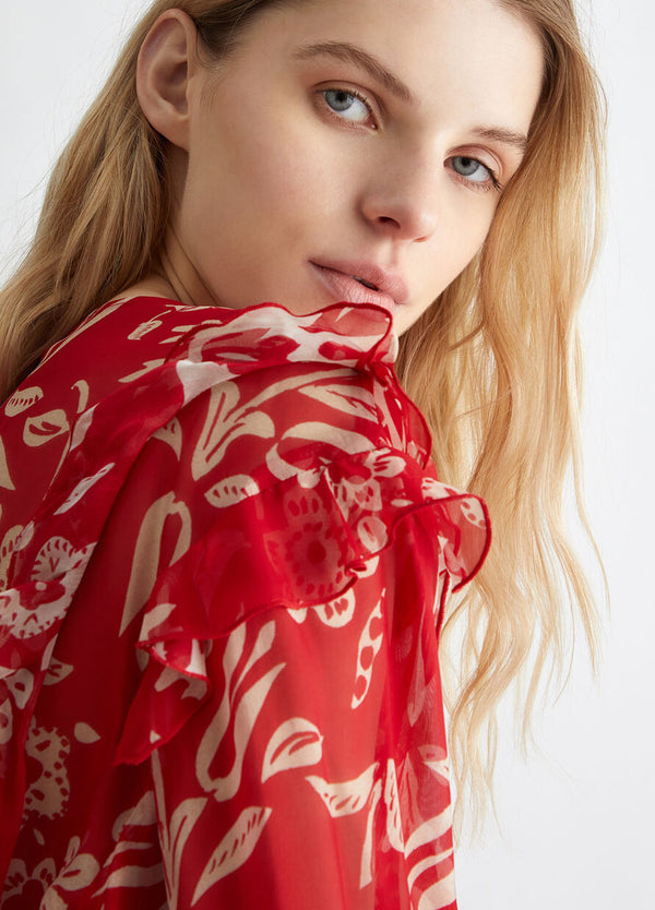 Printed blouse red oriental
