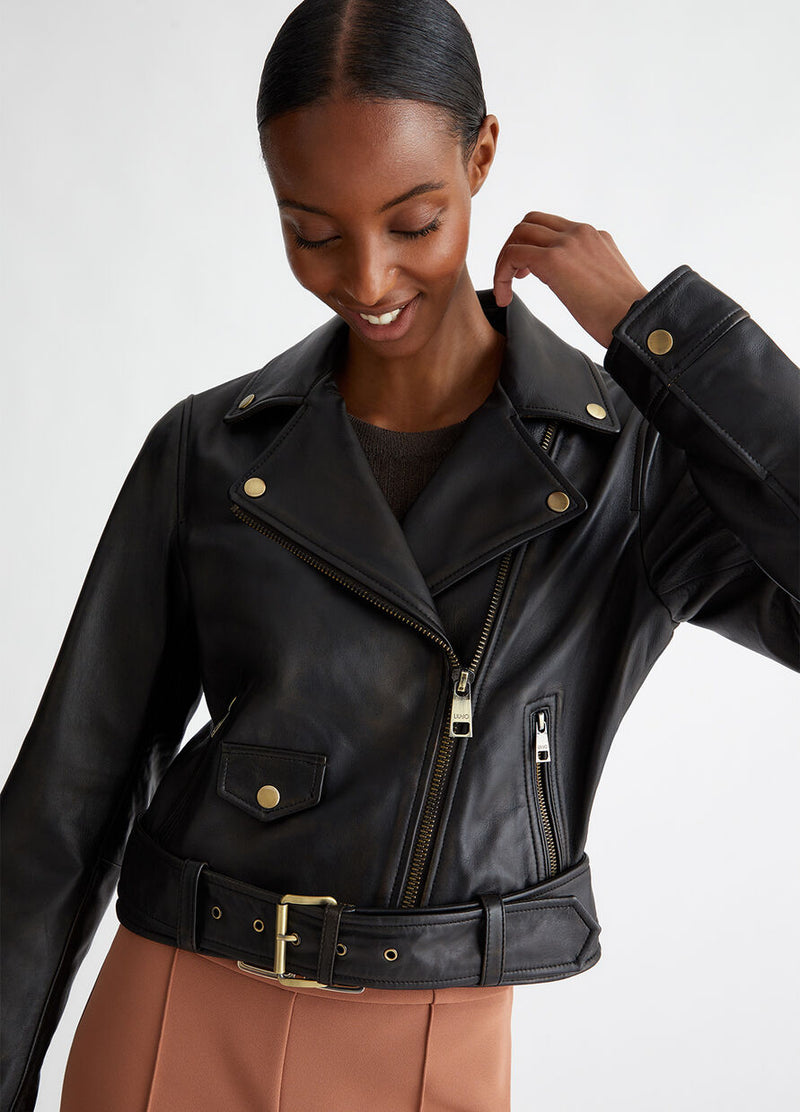 Leather biker jacket