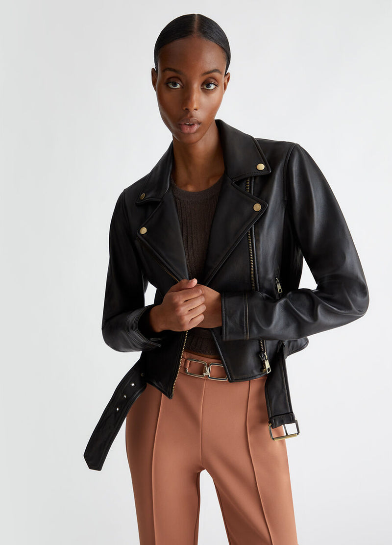 Leather biker jacket