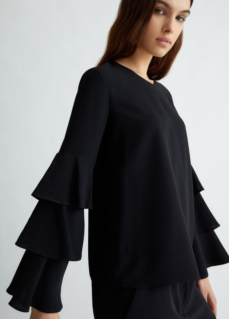 Stretch crepe blouse nero