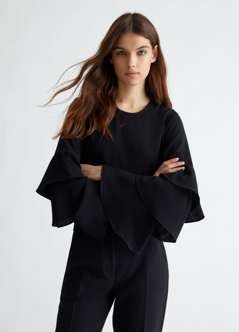 Stretch crepe blouse nero