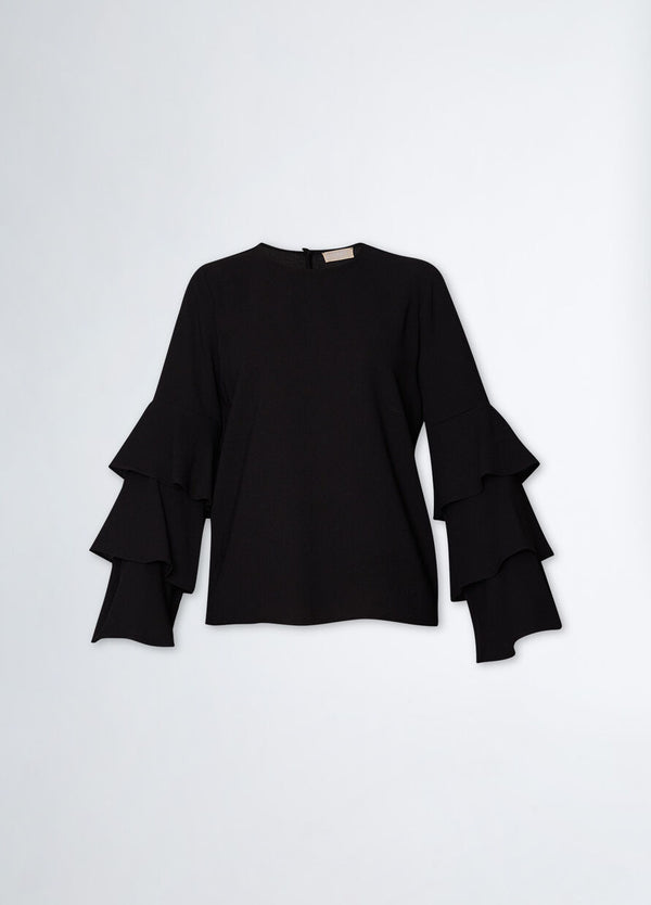 Stretch crepe blouse nero