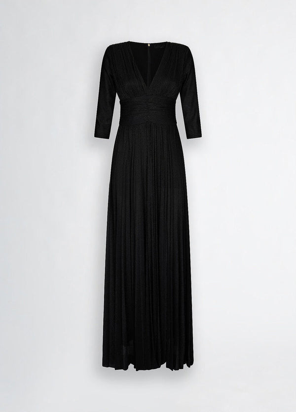 Long black pleated dress