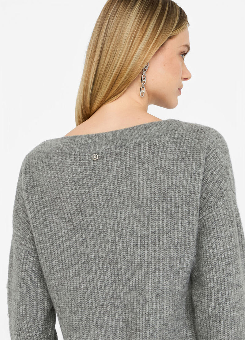 Wool sweater with gemstones