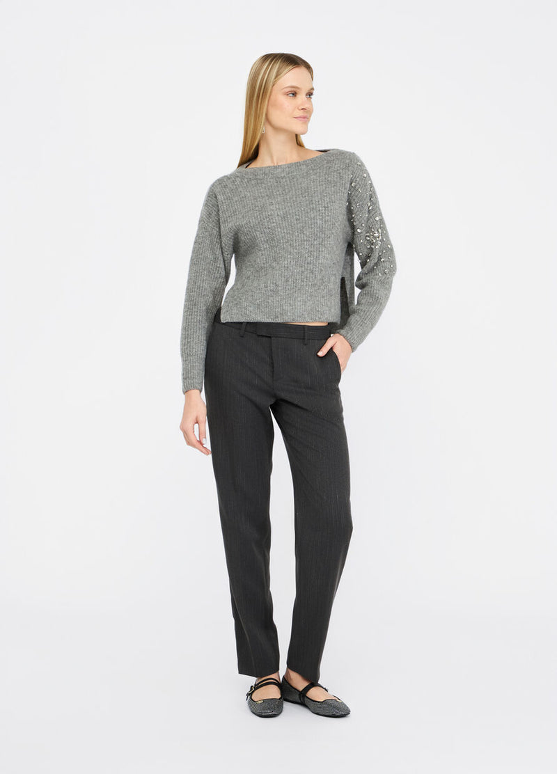 Wool sweater with gemstones