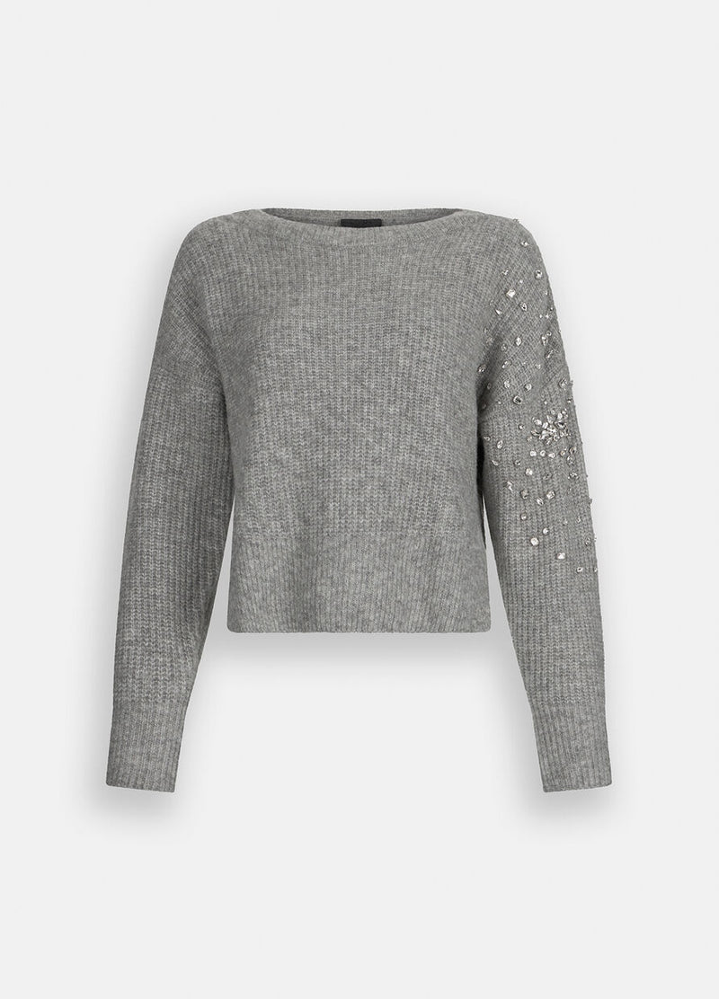 Wool sweater with gemstones