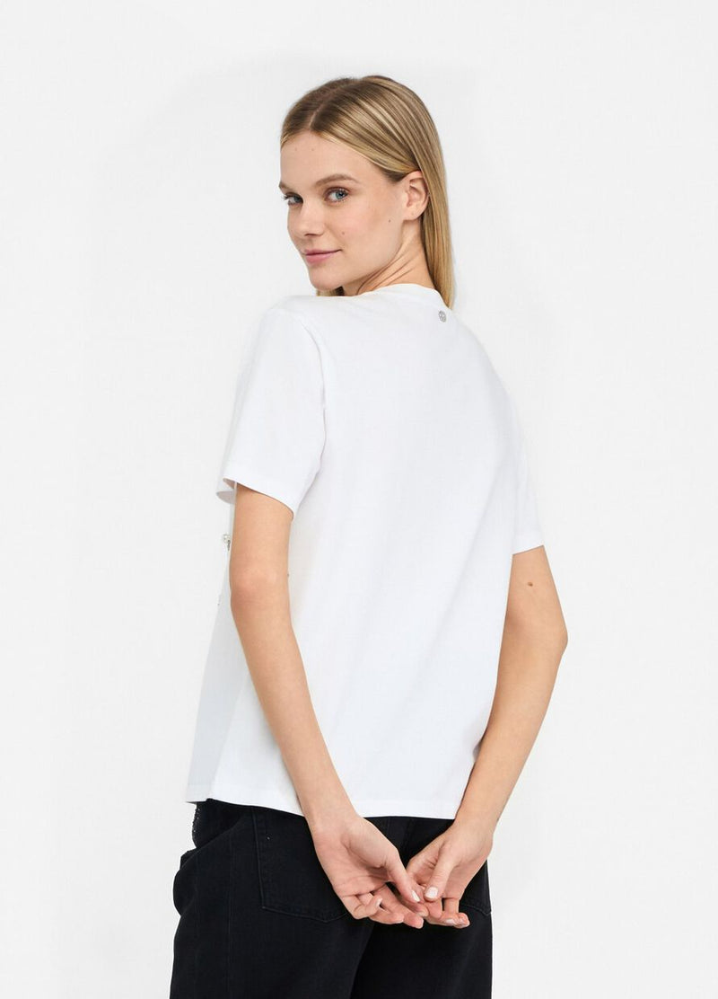 T-shirt with pearls and rhinestones