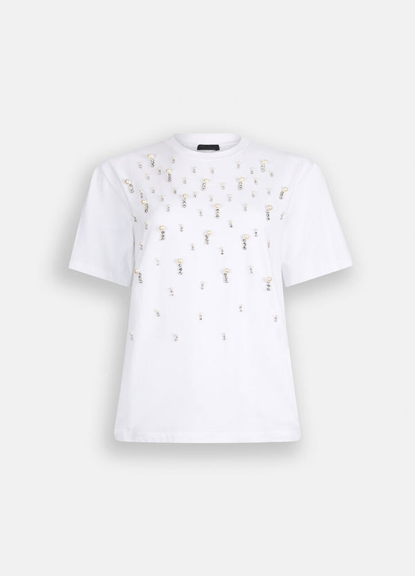 T-shirt with pearls and rhinestones