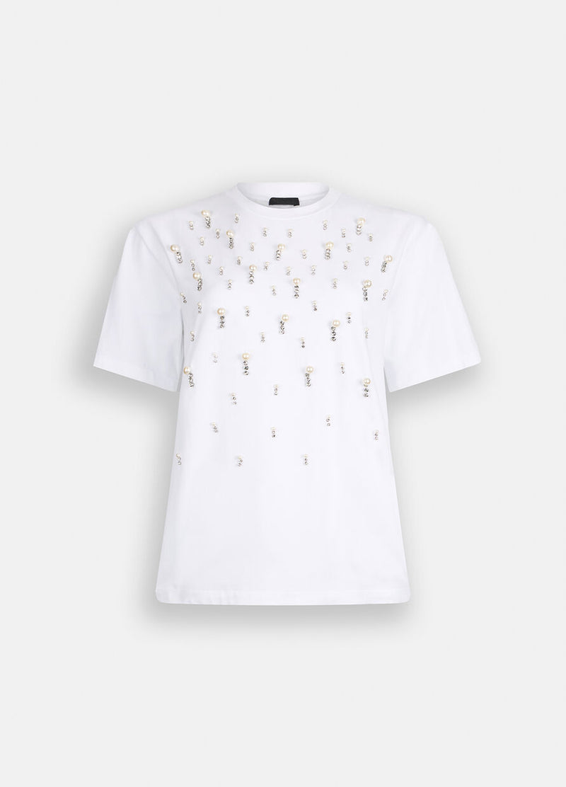 T-shirt with pearls and rhinestones