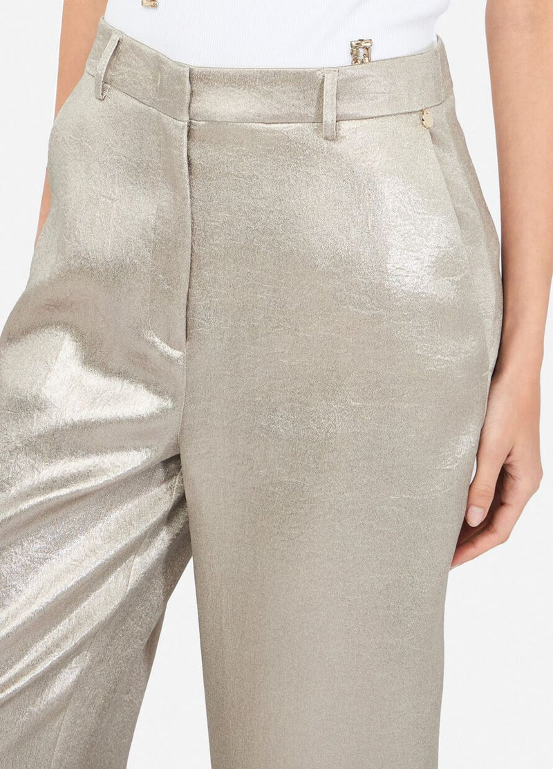 Laminated crepe trousers
