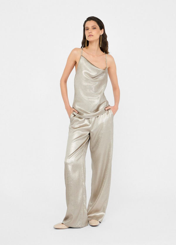 Laminated crepe trousers