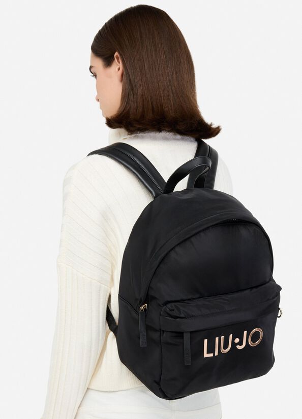 Nylon backpack with logo