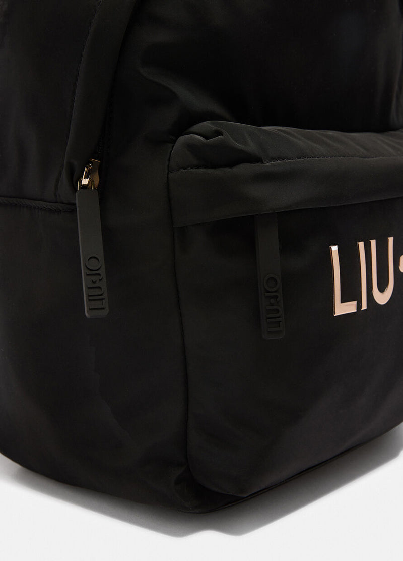 Nylon backpack with logo