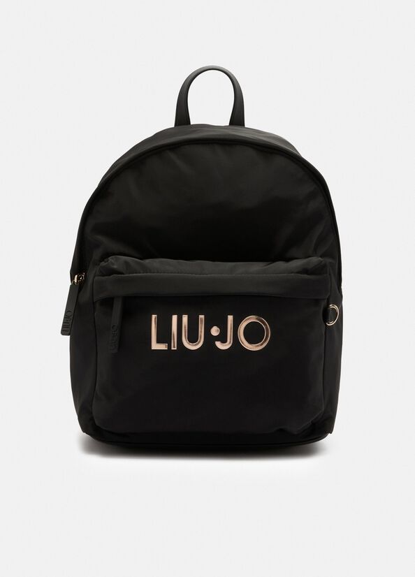 Nylon backpack with logo