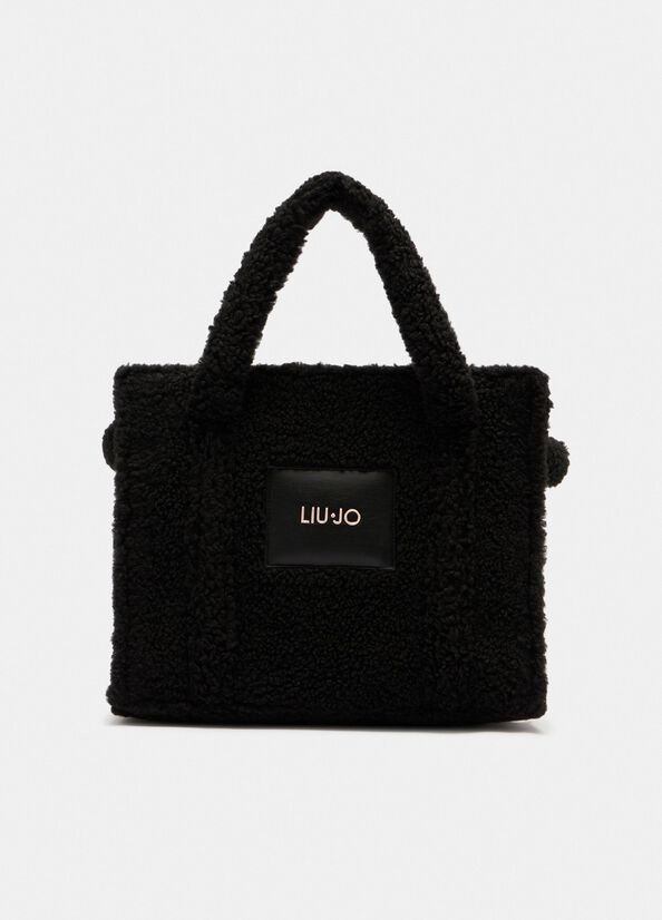 Medium teddy tote bag (black