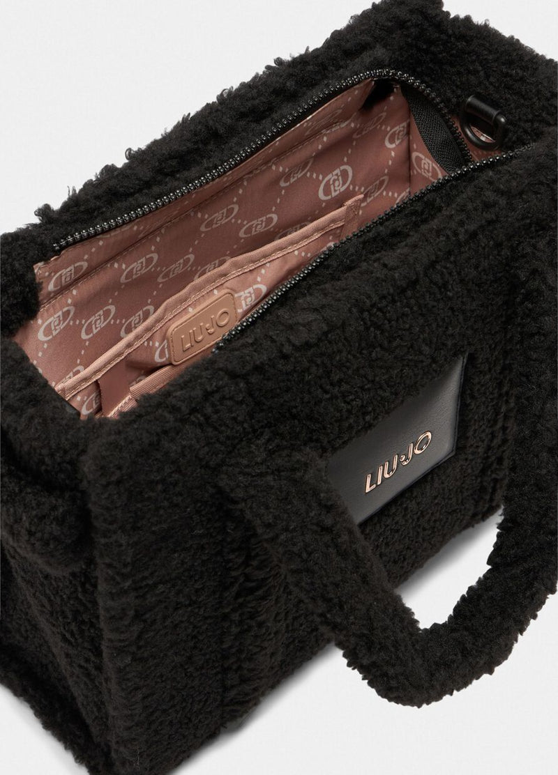 Medium teddy tote bag (black