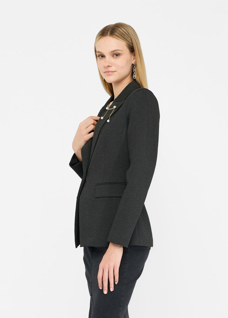 Blazer with brooch detail