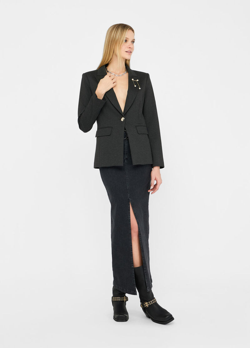 Blazer with brooch detail