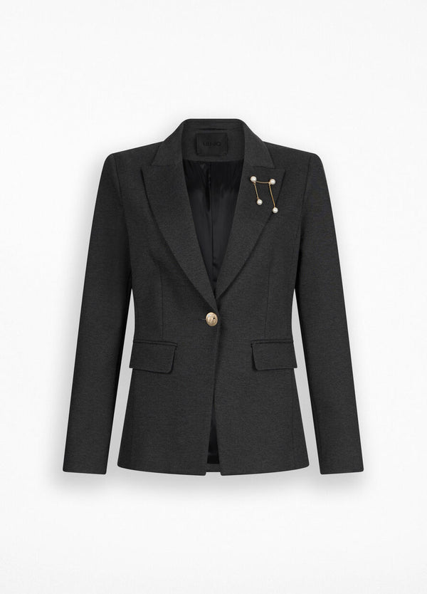Blazer with brooch detail