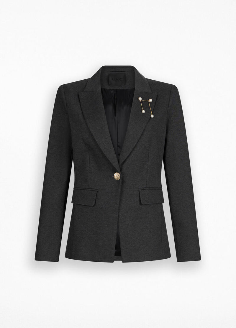 Blazer with brooch detail