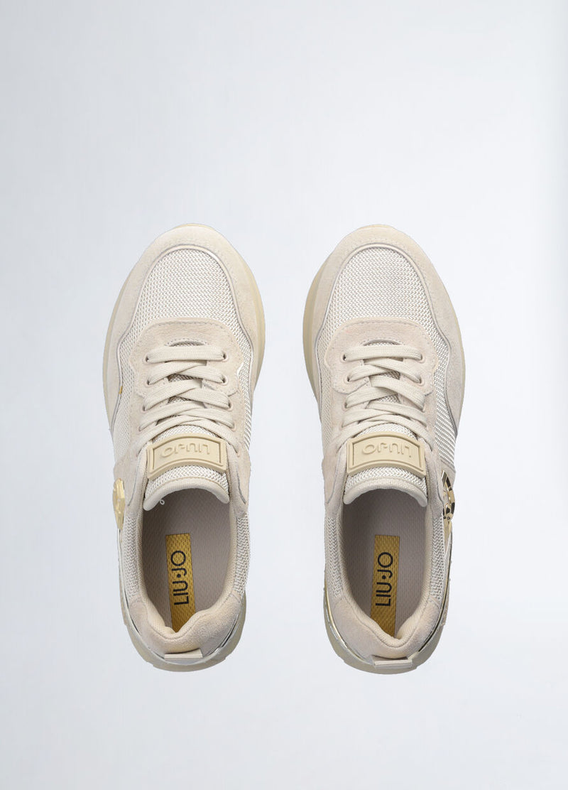 Suede and mesh platform sneakers