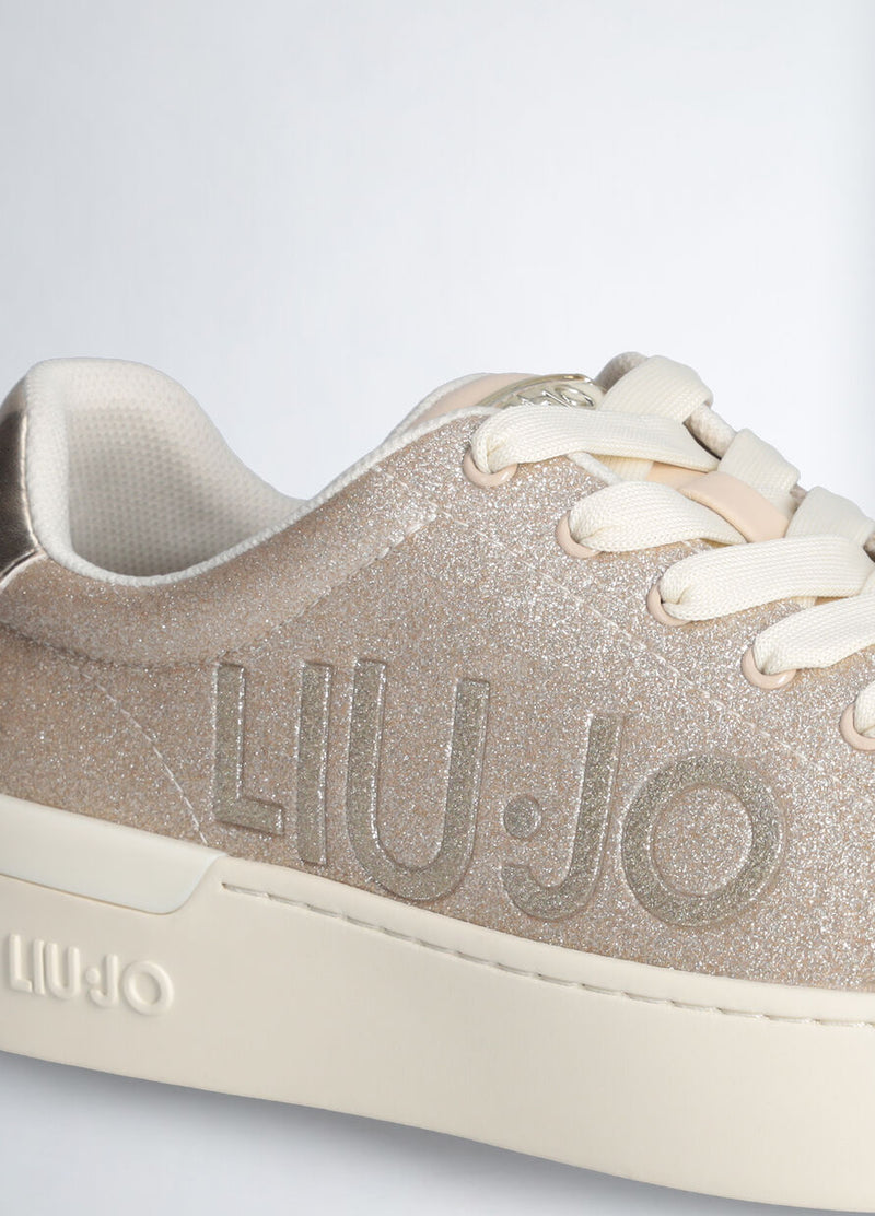 Glitter sneakers with maxi logo