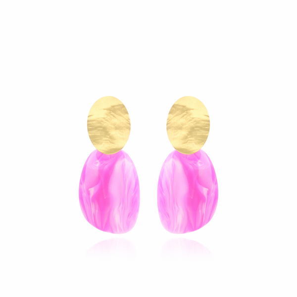 Fluorine roze oorbellen sara asymmetrische L