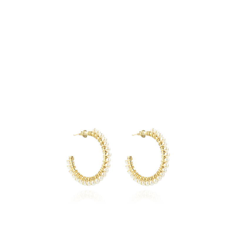 earring hoop with pearls 3cm