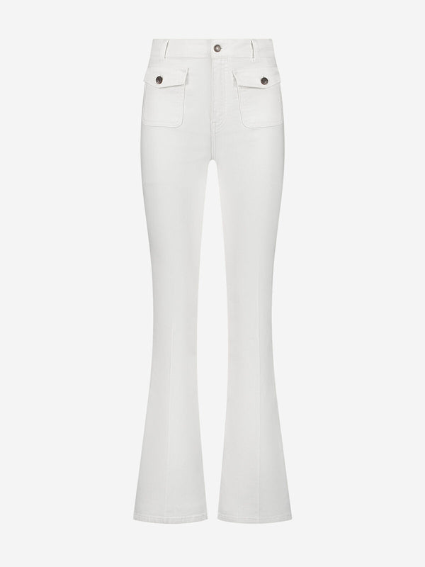 Bella pocket flared white jeans