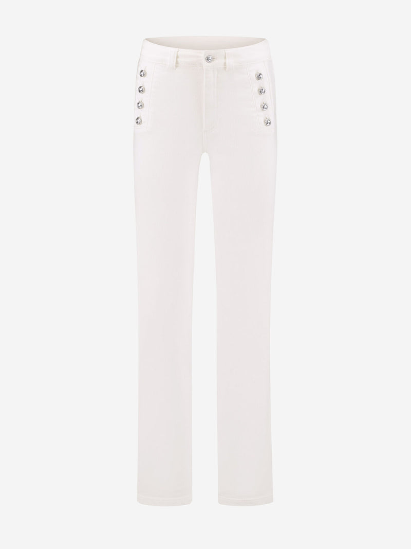 Brooklynn button jeans bright white